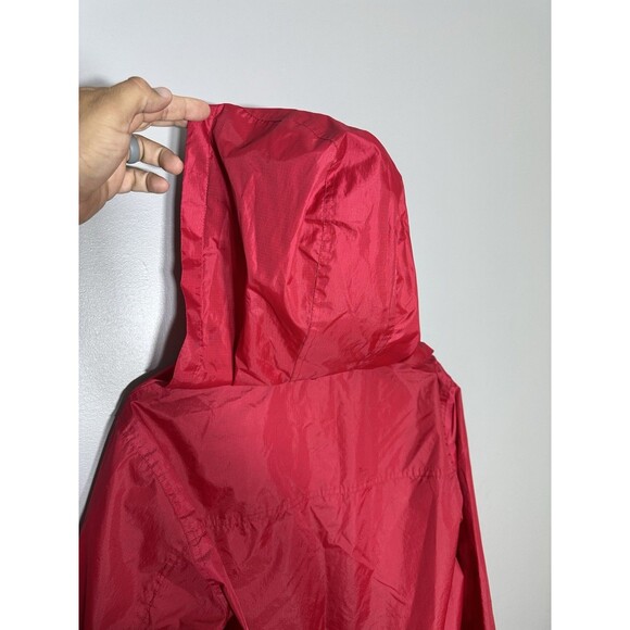 VTG i5 Apparel Red Water Resistant  Zip Windbreaker Rain Jacket Hooded Large - Picture 3 of 10